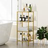 HOMCOM 4-Tier Shelving Unit, Modern Glass Shelf, Bookshelf, Storage Rack for Living Room, Home Office, Bedroom, Bathroom, 40 x 30 x 97 cm, Gold Tone