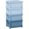 HOMCOM Kids Storage Units with 4 Drawers 4 Tier Chest Vertical Dresser Tower Toy Organiser for Nursery Playroom Kindergarten Blue