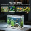 PawHut 17L Fish Tank, Glass Aquarium with Filter System, LED Light, Water Pump, Fish Tank Starter Kits for Betta, Goldfish, Shrimps, White