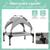 PawHut Cooling Raised Dog Bed, Elevated Pet Bed with Breathable Mesh, UV Protection Canopy, Foot Pads, for Indoor Outdoor, Mini, Small Dog, 61 x 46 x 63cm - Light Grey