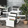 Vinsetto 3-Drawer Filing Cabinet with Lock, Mobile Steel File Cabinet for A4, Legal and Letter Size, Under Desk Drawers with Pre-Assembled Body for Home Office, 39 x 48 x 60 cm, White