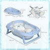 ZONEKIZ Foldable Baby Bath Tub Set, Collapsible Bathtub Antibacterial with Non-Slip Support, Cushion Pad, Shower Head Holder, for Newborn to Toddler Ages 0-6 Years - Blue