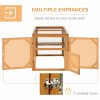 PawHut Wooden Chicken Run Hen Coop House Combinable Design w/ Perches, Doors, for 2-4 Chickens, 140 x 61 x 63.5cm - Natural Wood Tone