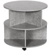 HOMCOM Round Coffee Table, Movable Centre Table with Divided Shelves and Rolling Wheels, 3 Tier Living Room Table