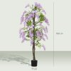 HOMCOM Artificial Wisteria Flower, Tall Fake Plant with 756 Leaves and 54 Flowers in Pot, Decorative Artificial Plant for Home Indoor Decor, 180 cm, Purple