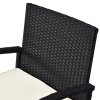 Outsunny 3 Pieces Rattan Bistro Set, Wicker Garden Furniture Set with Glass Top Coffee Table and Chairs, Washable Cushions for Outdoor, Patio, Balcony, Black