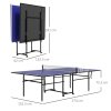 SPORTNOW 9FT Folding Table Tennis Table, Portable Full-Size Ping Pong Table with 4 Wheels, 2 Bats, 3 Balls, Quick Set-Up Indoor Game Table, Blue