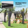 Outsunny 3 x 3(m) Pergola with Retractable Roof Canopy and Curtains, Metal Frame Garden Gazebo Outdoor Sun Shade Shelter for Grill, Patio, Deck, Charcoal Grey