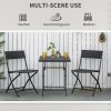Outsunny 3 Pieces Folding Rattan Bistro Set, Garden Furniture Bistro Set with Folding Garden Table and Chairs, Wicker Balcony Furniture for Outdoor, Patio, Porch, Brown