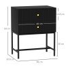 HOMCOM Bedside Table with 2 Drawers, Modern Bedside Cabinet with Storage and Metal Legs for Bedroom, Living Room, Black