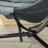 Outsunny Outdoor Hanging Chair, Swing Chair with Metal Stand, Thick Padded Cushion, Foldable Basket and Side Pocket, for Indoor and Outdoor, Charcoal Grey