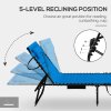 Outsunny 2 Piece Foldable Sun Lounger Set with 5-level Reclining Back, Outdoor Tanning Chairs Sun Loungers with Build-in Padded Seat, Side Pocket, Headrest for Beach, Patio, Blue