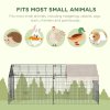 PawHut Rabbit Run Playpen, Guinea Pig Cage with Pitched Roof, Sun Protection Cover, 220 x 103 x 103 cm, Metal Enclosure for Small Animals, Chickens, Ferrets, Beige