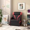 AIYAPLAY Kids Recliner, 2 in 1 Toddler Gaming Recliner with Backrest, Armrest, Footrest, PU Leather Lounge Armchair for Playroom, Bedroom, Kids Room, Black