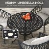 Outsunny Garden Table with Parasol Hole, 90cm Round Outdoor Dining Table for 2-4, Cast Aluminium Bistro Coffee Table for Balcony - Black