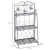 Outsunny 3 Tier Plant Stand Indoor Outdoor, Metal Plant Shelf Flower Display Rack for Potted Plants Garden Balcony Decor, 44 x 25 x 96 cm