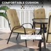 Outsunny 7 Pieces Garden Dining Set, Outdoor Rectangular Dining Table and 6 Cushioned Armchairs, Tempered Glass Top Table w/ Umbrella Hole, Texteline Seats, Beige