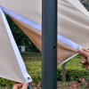 Outsunny 3(m) Cantilever Roma Parasol Garden Sun Umbrella Outdoor Patio with 360 Rotation Crank & Tilt Aluminium Frame LED Solar Light Cross Base, Brown