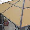 Outsunny 3 x 3.6m Hardtop Gazebo Canopy with Polycarbonate Roof, Aluminium Frame, Permanent Pavilion Garden Gazebo with Netting and Curtains - Grey
