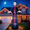 Outsunny 10 FT Halloween Inflatable Skeleton, Scary Halloween Decoration, Inflatable Giant Long Tongue Skeleton Blow Up Decoration with Built-in LED Lights for Yard Garden Indoor Outdoor Decor