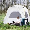 Outsunny 4 Person Automatic Camping Tent, Outdoor Pop Up Tent, Portable Backpacking Dome Shelter, Light Grey