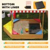 AIYAPLAY Wooden Kids Sandpit, Boat Sandbox with Canopy, Seats, Rudder & Non-woven Fabric Bottom Liner, Outdoor Sand Pit for Children 3-8 Years, for Garden, Grass, Beach, Yellow