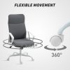 HOMCOM Office Chair, Fabric Computer Desk Chair with High Back, Swivel Wheels, Armrest, Tilting Function, Height Adjustable for Home, Grey
