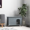PawHut Wooden Dog House with Removable Bottom, Outdoor Dog Kennel with Wire Door, Openable Top, Pet Shelter for Small Dogs, 80 x 55 x 53.5cm, Dark Grey