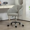 HOMCOM Office Chair, Teddy Fleece Swivel Computer Desk Chair, Makeup Vanity Seat with Adjustable Height for Home Study Bedroom, Grey