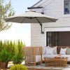 Outsunny 3 M Wall Mounted Garden Parasol Umbrella with Rotate, Outdoor Market Umbrella Sun Shade Canopy with 8 Ribs, Light Grey