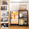 HOMCOM Record Player Stand, 3-Tier Side Table with Vinyl Record Storage, End Table with 3 Oxford Cloth Magazine Racks for Living Room, Bedroom, Black Wood Effect