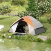 Outsunny Camping Tent, 2 Man Dome Tent, 3000mm Waterproof, with Sewn-in Groundsheet, Carry Bag and Top Hook, for Fishing Hiking Festival, Grey and Orange