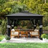 Outsunny 3 x 3(m) Pop Up Gazebo with Sides, 20 Solar-Powered LED Lights, Netting, Roller Bag, 4 Weight Bags, Marquee Party Tent, Height Adjustable Instant Event Shelter, Black