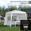 Outsunny 2.4 x 2.4m Pop Up Gazebo Canopy Tent with 2 Sidewalls and Carry Bag, Height Adjustable, UV50+ Party Tent Event Shelter for Garden, Patio, White