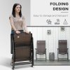 Outsunny Set of 2 Outdoor Wicker Folding Chairs, Patio PE Rattan Dining Armrests Chair set with 7 Levels Adjustable Backrest, for Outdoors, Camping, Brown