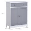 kleankin 75x60cm Freestanding Bathroom Storage Cabinet Unit w/ 2 Drawers Cupboard Adjustable Shelf Metal Handles Traditional Style 