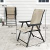 Outsunny Set of 4 Folding Chair, Garden Chair Set with Breathable Mesh Back and Seat, Outdoor Camping Chairs with Armrests, Steel Frame for Deck Balcony, Brown