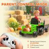 AIYAPLAY Ride on Tractor with Trailer, 12V Electric Vehicle with Remote Control, Ride on Car for Kids with Music, Shifter, Start-Up Sound for Ages 3-8 Years, Green