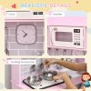 HOMCOM Children Wooden Play Kitchen w/ Lights Sounds, Kids Kitchen Playset w/ Water dispenser, Microwave, Utensils, Sink, Storage, for Ages 3-6 Years - Pink