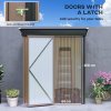 Outsunny 5x3ft Garden Shed, Steel Small Shed, Outdoor Lean-to Shed with Adjustable Shelf, Lock and Gloves for Patio, Garden, Brown with Foundation Kit