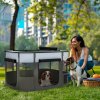 PawHut Dog Pen, Pet Playpen, Portable Foldable Dog Cat Playpen Soft Pet Cage with Storage Bag for Puppies, Rabbits, Kittens, Guinea Pigs, 94 x 74 x 60cm - Grey