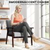 HOMCOM Fabric Accent Chair, Modern Tufted Armchair for Bedroom, Living Room, Upholstered Lounge Chair with Wood Legs, Grey