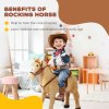 HOMCOM Kids Ride On Standing Horse Cuddly Toy Children Plush Soft Pony Gift w/ Neigh Sound or 3 Years and Up Beige