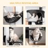 PawHut Floor to Ceiling Cat Tree, 240-260cm Adjustable Height Kitten Tower with Scratching Posts, Cat Houses, Ramps, Hammocks, Toy Balls, Tunnel for Indoor Use - White