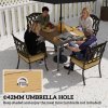 Outsunny Garden Table for 4, 90 cm Rectangular Outdoor Dining Table with 4.2 cm Umbrella Hole, Wood Effect Top, Rust Resistant Frame, for Patio, Balcony, Terrace, Natural Wood Finish