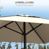 Outsunny 2M Garden Parasol Umbrella with Vent, Sun Shade Canopy with 4 Ribs, Piping Side, Umbrella for Garden Table, Balcony and Outdoor, Beige