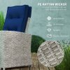 Outsunny 4 Piece Rattan Garden Furniture Set with Adjustable Backrest, Wicker Outdoor Furniture Sofa Set with Loveseat, Reclining Armchairs, Thickened Cushions and Glass Top Table, Navy Blue