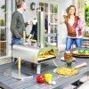 Outsunny Outdoor Pizza Oven, Portable Wood Pellet Pizza Oven with Pizza Stone and Peel, Foldable Legs, Chimney, 12 Inch Wood Fired Pizza Maker for Outdoor Cooking, Stainless Steel