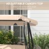 Outsunny 2-in-1 Garden Swing Seat Bed, 3 Seater Convertible Swing Chair Bench with Tilting Canopy, Cushioned Seat and 2 Pillows for Patio, Garden, Light Brown