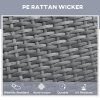 Outsunny Outdoor PE Rattan Sun Lounger, 5-Level Adjustable Backrest Wicker Outdoor Chaise Recliner, Garden Chair with 2 Wheels, Mixed Grey